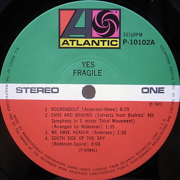 YES★Fragile UK Atlantic Red/Maroon オリジナル Yes – Fragile – Vinyl (LP, Album, Stereo), 1971 [r462982