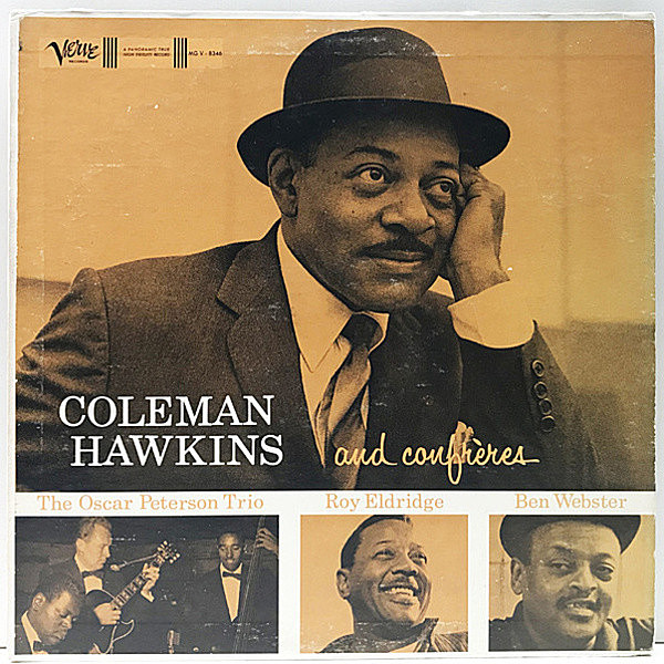 レコードメイン画像：MONO 初版トランペッター 深溝 USオリジナル COLEMAN HAWKINS And Confreres (Verve MG V-8346) Ben Webster, Hank Jones, Oscar Peterson