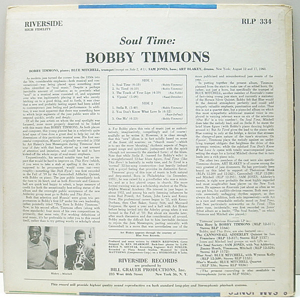 Bobby Timmons Soul Time LP青ラベルRLP334 Bobby Timmons – Soul Time – Vinyl (LP, Album + 2 more), 1995