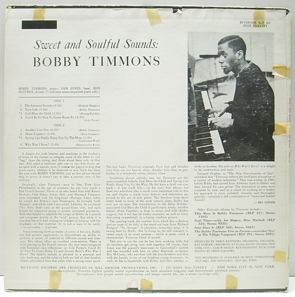 BOBBY TIMMONS / Sweet And Soulful Sounds (LP) / Riverside