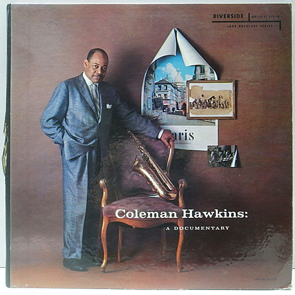 レコードメイン画像：FLAT 1st 白ラベ 深溝 MONO オリジナル COLEMAN HAWKINS A Documentary ('58 Riverside) 2LP | Paul Bacon コーティング・ジャケット