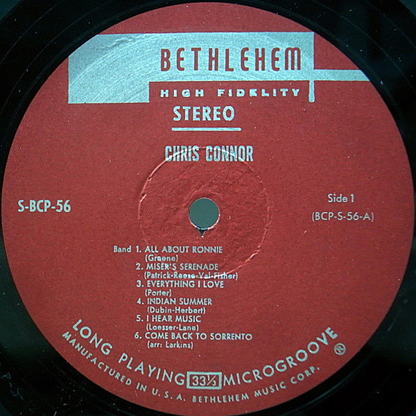 CHRIS CONNOR / Chris (LP) / Bethlehem | WAXPEND RECORDS