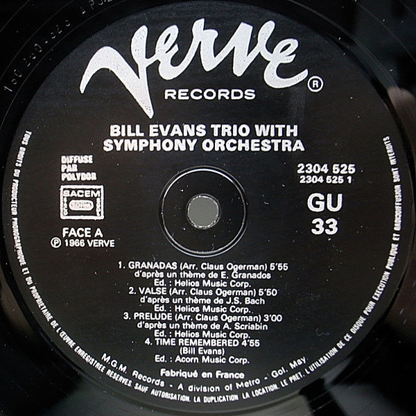 BILL EVANS / Bill Evans Trio With Symphony Orchestra (LP