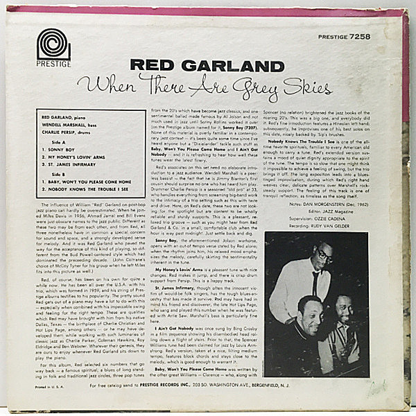 RED GARLAND / When There Are Grey Skies (LP) / Prestige