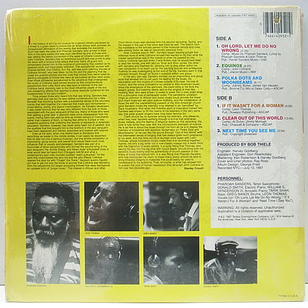 洋楽 PHAROAH SANDERS /OH LORD, LET ME DO Pharoah Sanders – Oh Lord, Let Me Do No Wrong – Vinyl (LP