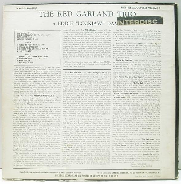RED GARLAND / EDDIE DAVIS / MoodsVille 1 (LP) / Moodsville