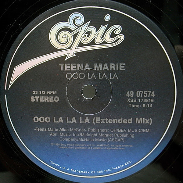 レコードメイン画像：美盤!! USオリジナル 12" ティーナ・マリー TEENA MARIE Ooo La La La ('88 Epic) メロウ・ダンス・クラシック!! 33RPM.