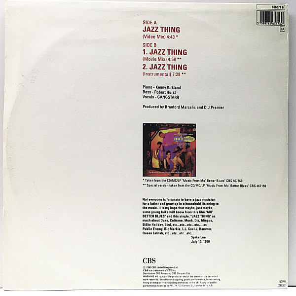 GANG STARR / Jazz Thing (12) / CBS | WAXPEND RECORDS