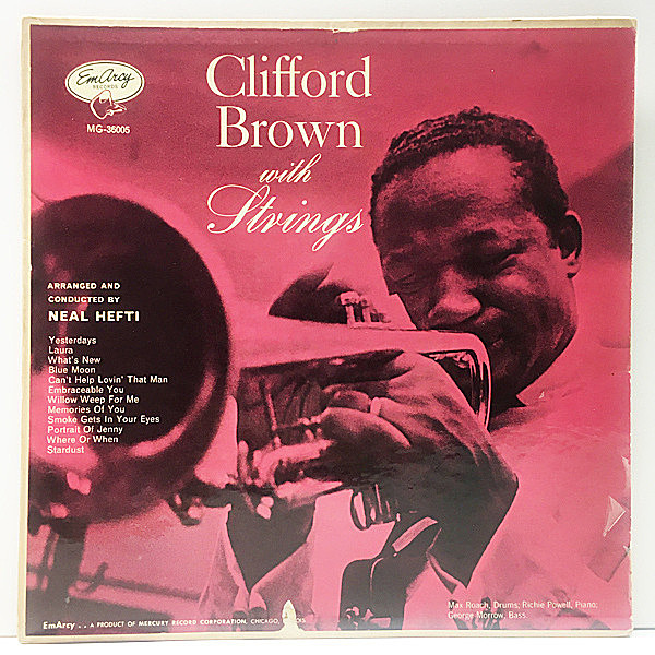 レコードメイン画像：【盤なかなか良好】MONO 小ドラマー 深溝 CLIFFORD BROWN With Strings ('55 EmArcy MG-36005) コーティング仕様 US初期プレス Lp モノラル
