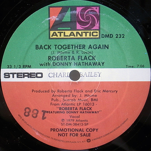 レコードメイン画像：レア・プロモオンリー 12" ROBERTA FLACK with DONNY HATHAWAY Back Together Again ('79 Atlantic) BIZ MARKIE／Spring Again ネタ