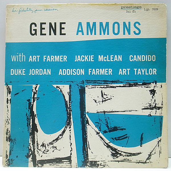 レコードメイン画像：NJ 黄ラベ MONO 深溝 GENE AMMONS Hi Fidelity Jam Session (Prestige PRLP 7039) 手書きRVG | Art Farmer, Jackie McLean, Duke Jordan