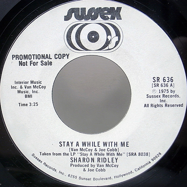 レコードメイン画像：希少 美盤!! USオリジナル PROMO 7 SHARON RIDLEY Stay A While With Me ('75 Sussex) シャロン・リドリー ソウル・バラード 45RPM.