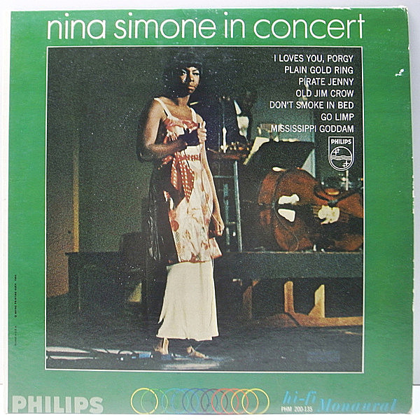 レコードメイン画像：ほぼ美盤!! MONO 深溝 USオリジナル NINA SIMONE In Concert ('64 Philips) NY CARNEGIE HALLでの傑作ライヴ 名唱 I Loves You, Porgy ほか
