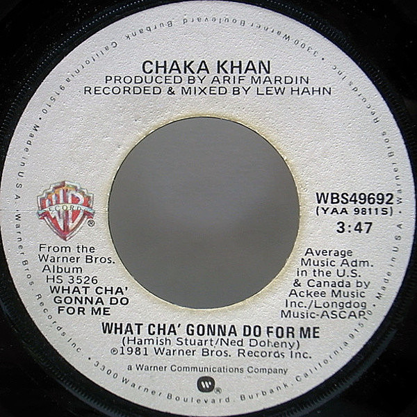 レコードメイン画像：良盤!! USオリジナル CHAKA KHAN What Cha' Gonna Do For Me ('81 Warner Bros.) A.W.B. カヴァー 7" チャカ・カーン 45RPM.