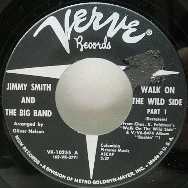 レコードメイン画像：ソウルジャズ!! USオリジナル JIMMY SMITH Walk On The Wild Side ('62 Verve) アルバム Bashin からのカット・シングル7 45RPM.