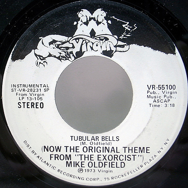レコードメイン画像：良好!! 7インチ USオリジナル MIKE OLDFIELD Tubular Bells ('73 Virgin) Theme From The Exorcist エクソシストのテーマ