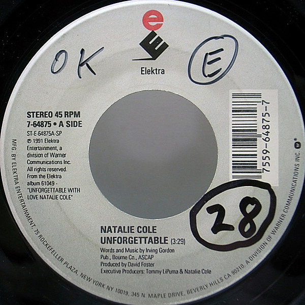 レコードメイン画像：亡き父と音の中で共演した名唱＆LP未収録曲!! USオリジナル NATALIE COLE Unforgettable／Cottage For Sale '91年 レア・7インチ EP