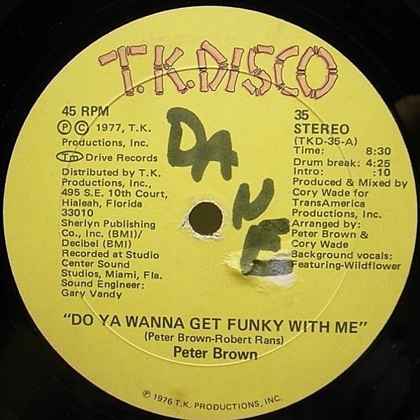 レコードメイン画像：良品!! USオリジナル 12" PETER BROWN Do Ya Wanna Get Funky With Me ('77 T.K. Disco) ピーター・ブラウン DISCO ダンス・クラシック