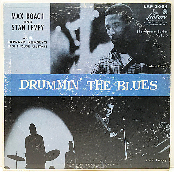 レコードメイン画像：初回ターコイズ 深溝 MONO オリジナル MAX ROACH / STAN LEVEY Drummin' The Blues (Liberty LRP 3064) CONTE CANDOLI, BILL PERKINS ほか