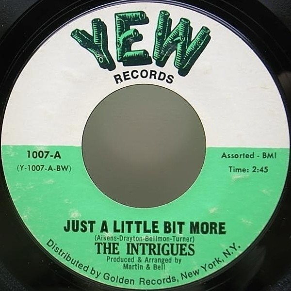レコードメイン画像：美盤!! USオリジナル INTRIGUES Just A Little Bit More / Let's Dance ('70 Yew) イントリグース GROOVY NORTHERN SOUL 45RPM. 7"