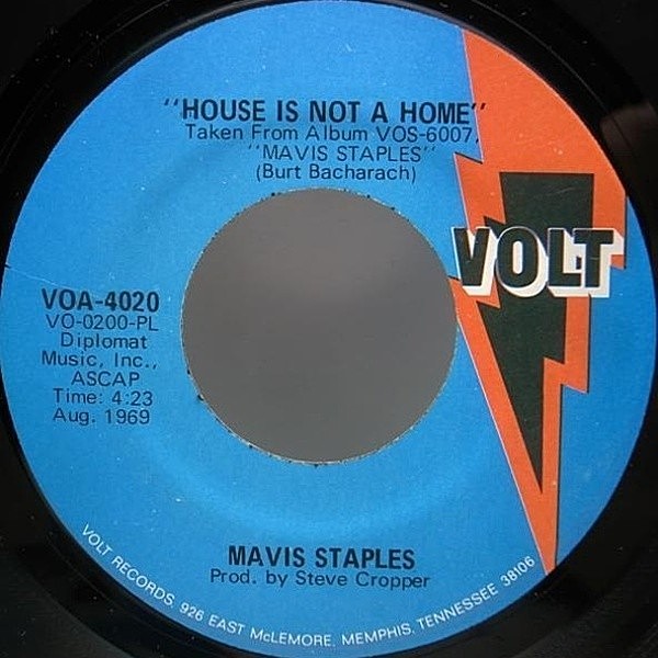 レコードメイン画像：USオリジナル MAVIS STAPLES A House Is Not A Home ('69 Volt) メイヴィス・ステイプルズ バカラック／A House Is Not A Home カヴァー7"