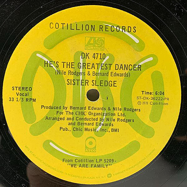 レコードメイン画像：12 USオリジ SISTER SLEDGE He's The Greatest Dancer / We Are Family (Cotillion) WILL SMITH Gettin' Jiggy Wit It / Tony Touch ネタ