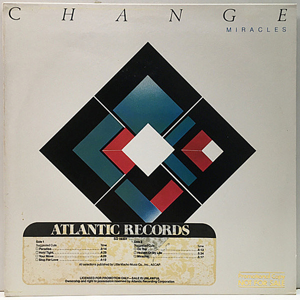 レコードメイン画像：プロモ 美盤!! STERLING刻印 USオリジナル CHANGE Miracles ('81 Atlantic) PETE ROCK／Glowingネタ Hold Tight, Your Move ほか 傑作2nd