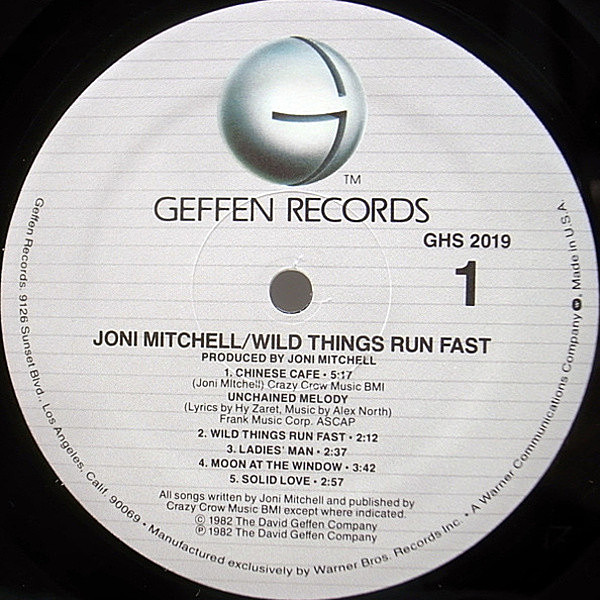 JONI MITCHELL / Wild Things Run Fast (LP) / Geffen | WAXPEND