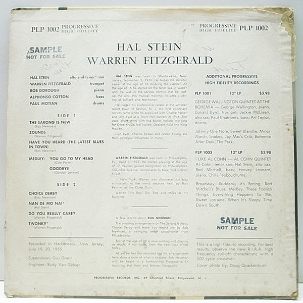 HAL STEIN / WARREN FITZGERALD / Same (LP) / Progressive