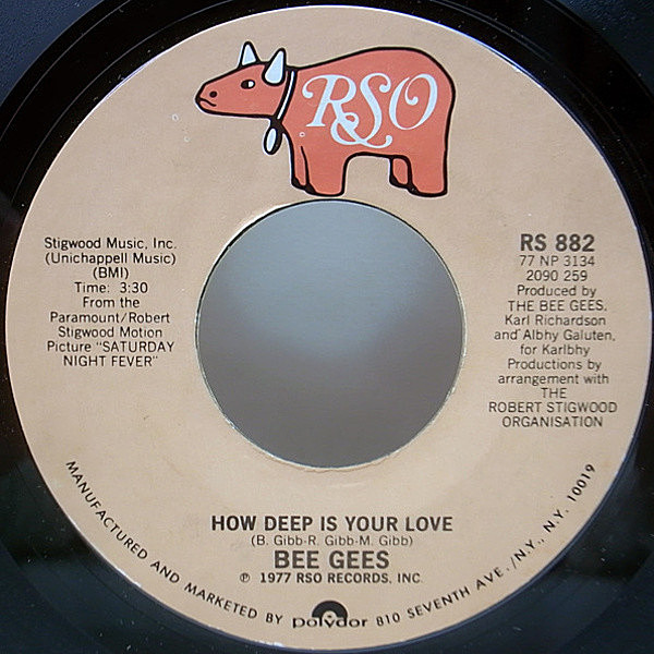 レコードメイン画像：美盤!! USオリジナル BEE GEES How Deep Is Your Love ／ Can't Keep A Good Man Down ('77 RSO) 映画「Saturday Night Fever」 7インチ