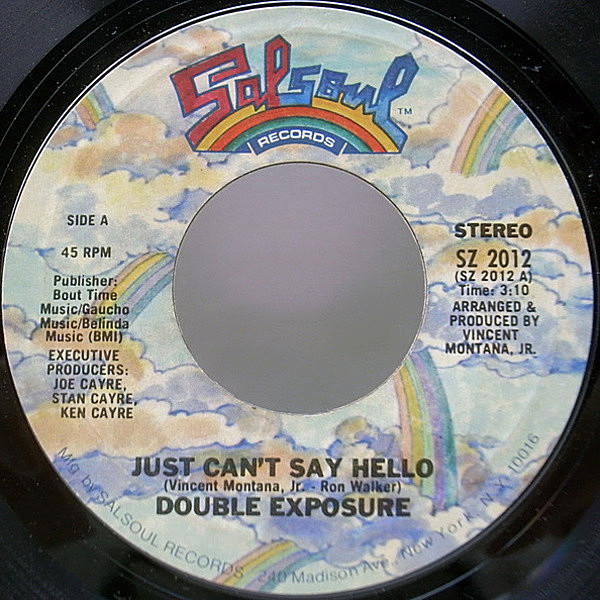 レコードメイン画像：USオリジナル 7インチ DOUBLE EXPOSURE Just Can't Say Hello／My Love Is Free ('76 Salsoul) ガラージ クラシック disco サルソウル