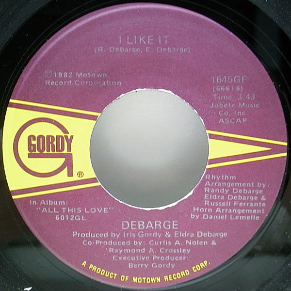 レコードメイン画像：美盤!! USオリジナル DEBARGE I Like It ／ Hesitated ('82 Gordy) 名曲 デバージ WARREN G／I Want It All ネタ SAMPLING 7インチ 45RPM.
