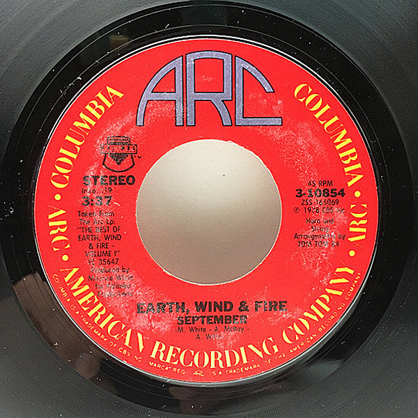 レコードメイン画像：7'' USオリジナル EARTH WIND & FIRE September／Love's Holiday ('77 Columbia) 不朽のダンクラ 45 RPM.