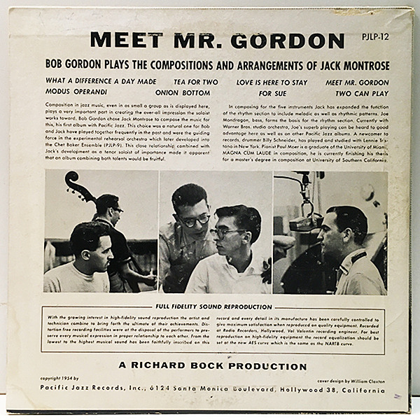 ボブ・ゴードン/ミート・ミスター・ゴードン新品LPレコード BOB GORDON / Meet Mr. Gordon (10) / Pacific Jazz | WAXPEND