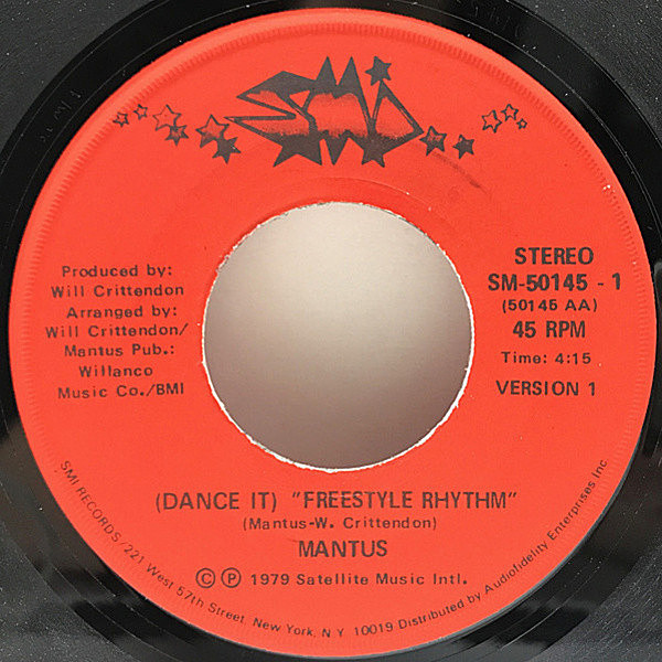 レコードメイン画像：ほぼ美盤!! USオリジナル MANTUS (Dance It) Freestyle Rhythm ('79 SMI) マンタス スモーキー・ディスコ・ダンサー 7インチ 45RPM.