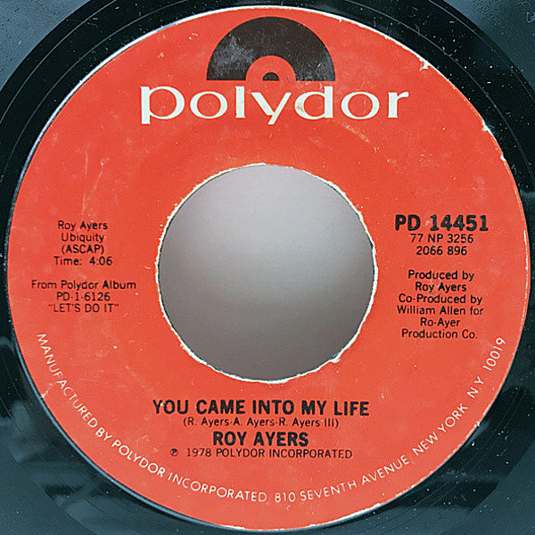 レコードメイン画像：USオリジナル ROY AYERS You Came In To My Life / Freaky Deaky ('78 Polydor) ロイ・エアーズ アルバム『Let's Do It』シングルカット7"