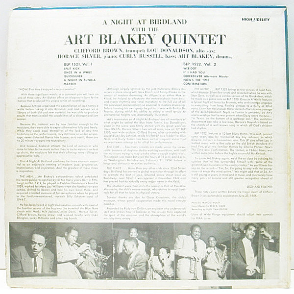 ART BLAKEY / A Night At Birdland, Volume 1 (LP) / Blue Note