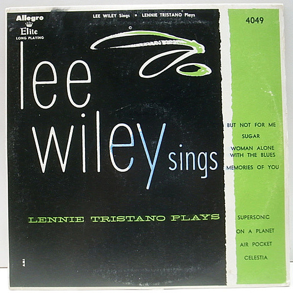 レコードメイン画像：レア・初期の貴重音源!! 10インチ MONO LEE WILEY Sings And LENNIE TRISTANO TRIO Plays ('54 Allegro 4049) マイナー・珍盤