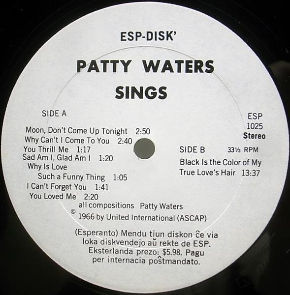 PATTY WATERS / Sings (LP) / ESP | WAXPEND RECORDS