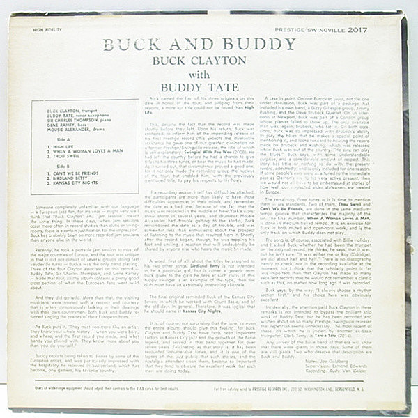 BUCK CLAYTON / BUDDY TATE / Buck & Buddy (LP) / Swingville