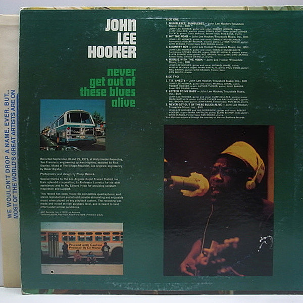 JOHN LEE HOOKER / Never Get Out Of These Blues Alive (LP