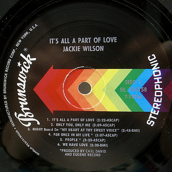 ジャッキー・ウィルソン/ボディガード レコード JACKIE WILSON / It's All A Part Of Love (LP) / Brunswick