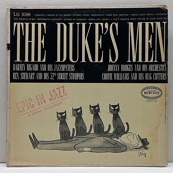 レコードメイン画像：USオリジナル 1st LG規格 ストロボ 深溝 コーティング『The Duke's Men』JOHNNY HODGES ほか ('55 Epic) Steig 猫ジャケ シリーズ人気作
