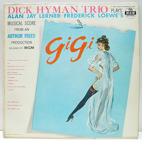 レコードメイン画像：MONO 深溝 USオリジナル DICK HYMAN TRIO Gigi ('58 MGM / E3642) ピアノトリオ Eddie Safranski, Don Lamond モダン～中間派！