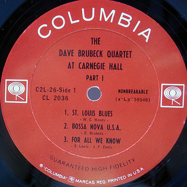 DAVE BRUBECK / At Carnegie Hall (LP) / Columbia | WAXPEND