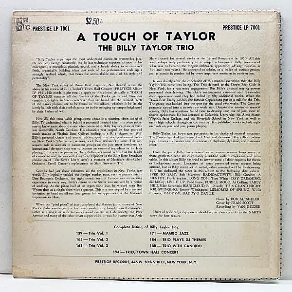 BILLY TAYLOR / A Touch Of Taylor (LP) / Prestige | WAXPEND