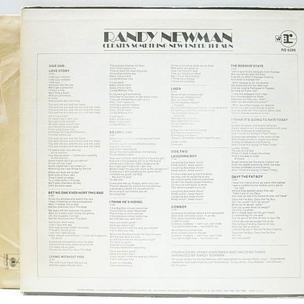 ◾️70年代USプレス盤/歴史的名盤■RANDY NEWMAN / ランディーニュ Amazon.co.jp: Randy Newman: Music