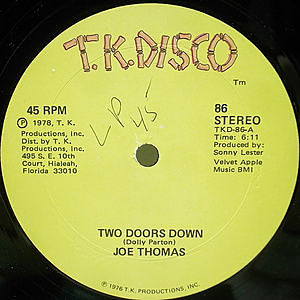 レコード画像：JOE THOMAS / Two Doors Down / Here I Come