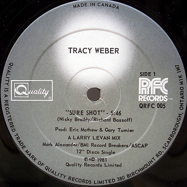 レコードメイン画像：良品!! STERLING刻印 CANADAオリジナル TRACY WEBER Sure Shot ('81 Quality) ガラージ･クラシック LARRY LEVAN MIX 12" ERIC MATTHEW