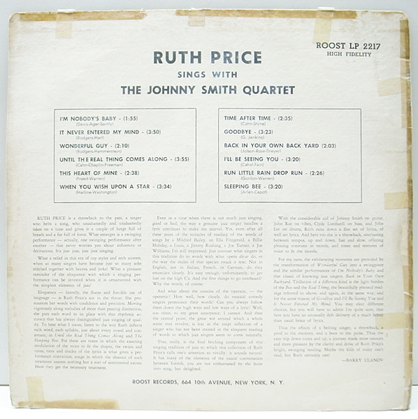 ルース・プライス・シングス・ウィズ・ジョニー・スミス Amazon.co.jp: Ruth Price Sings With Johnny Smith: ミュージック
